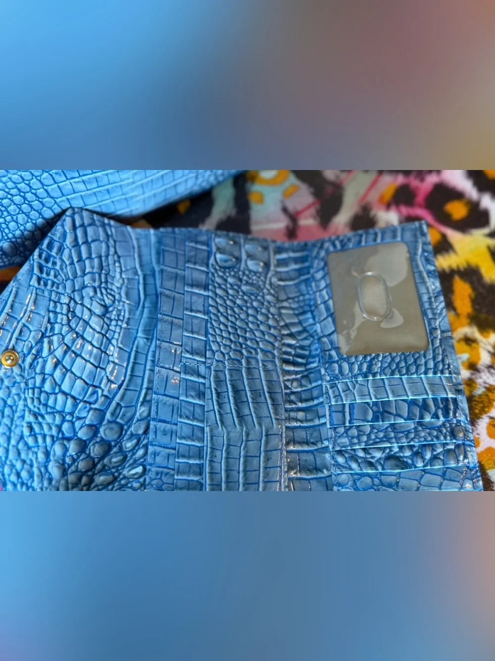 SET Brahmin Fallon Aura Blue Shoulder Bag leather Sky Blue & Wallet NWT